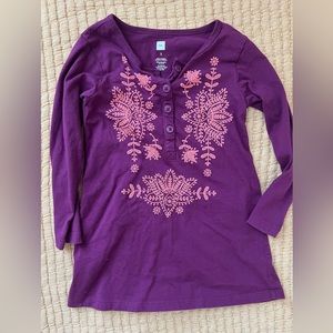 Cutest Tea Collection dress, purple with coral-ish colored design